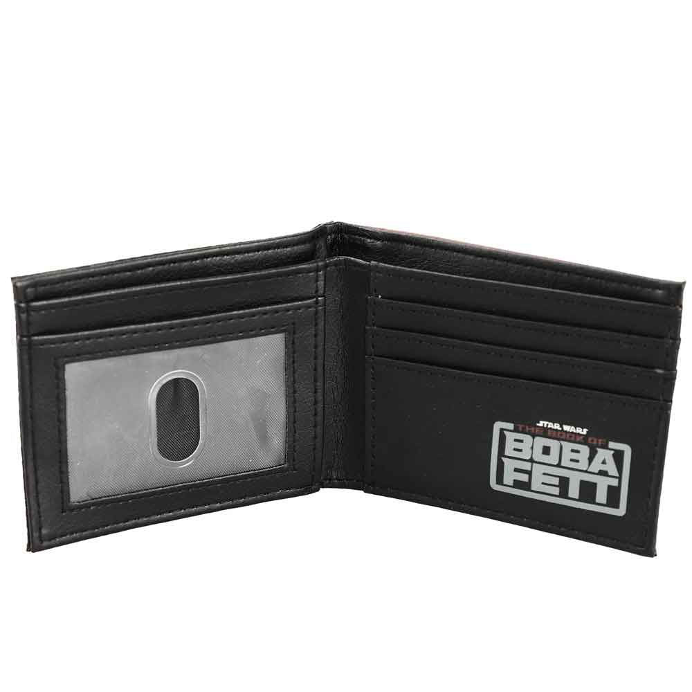Inside view of a Star Wars Boba Fett Bi-fold Wallet with Book of Boba Fett print on the inner right side