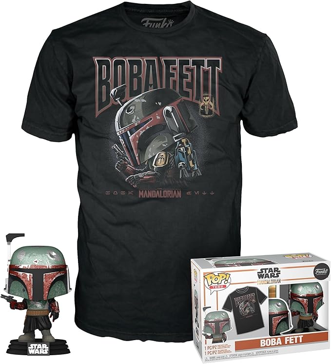 Funko Pop! Boba Fett T-shirt and Boba Fett Pop! #462 Figure Set